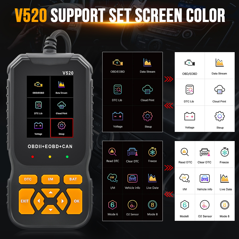 V520 Car Diagnostic Instrument ELM327 Code Reader OBD2 Scanner Engine ...