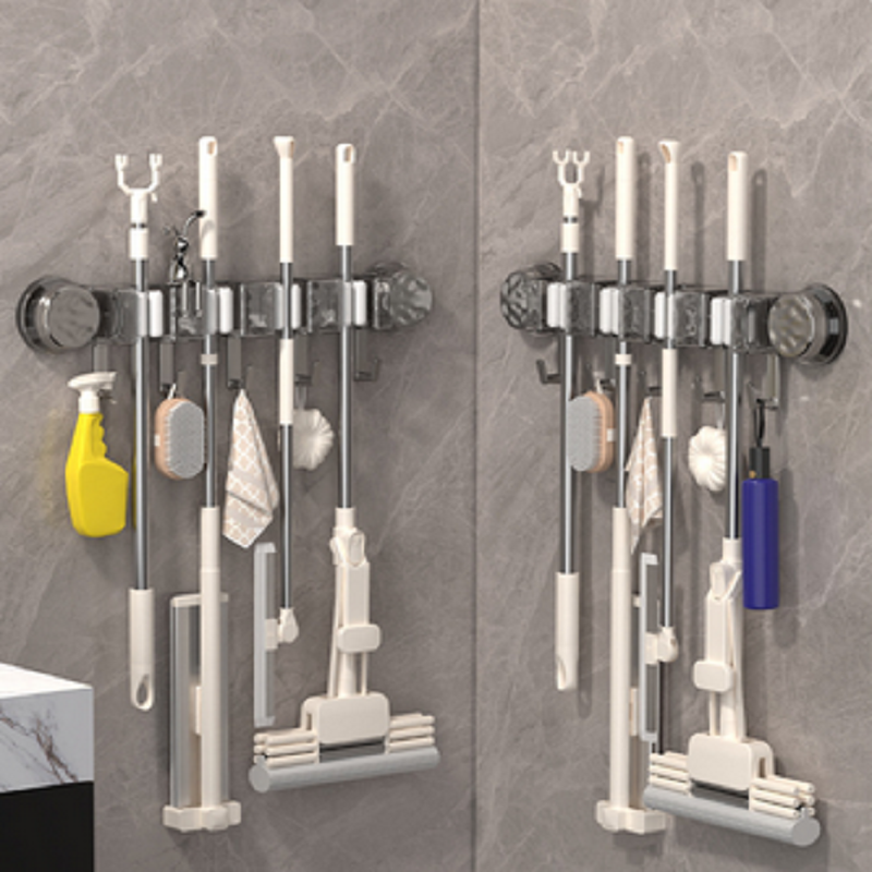 Perforation-free Suction Cup Mop Rack Broom Wall-Mounted Fixed Rack ...