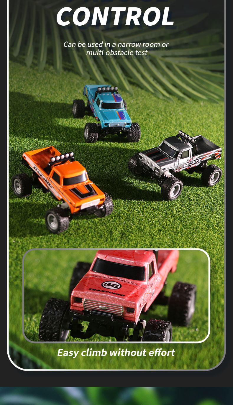 Mini RC Car,1：64 RCBig Wheel Truck Alloy Body , 24GHz Remote Control ...