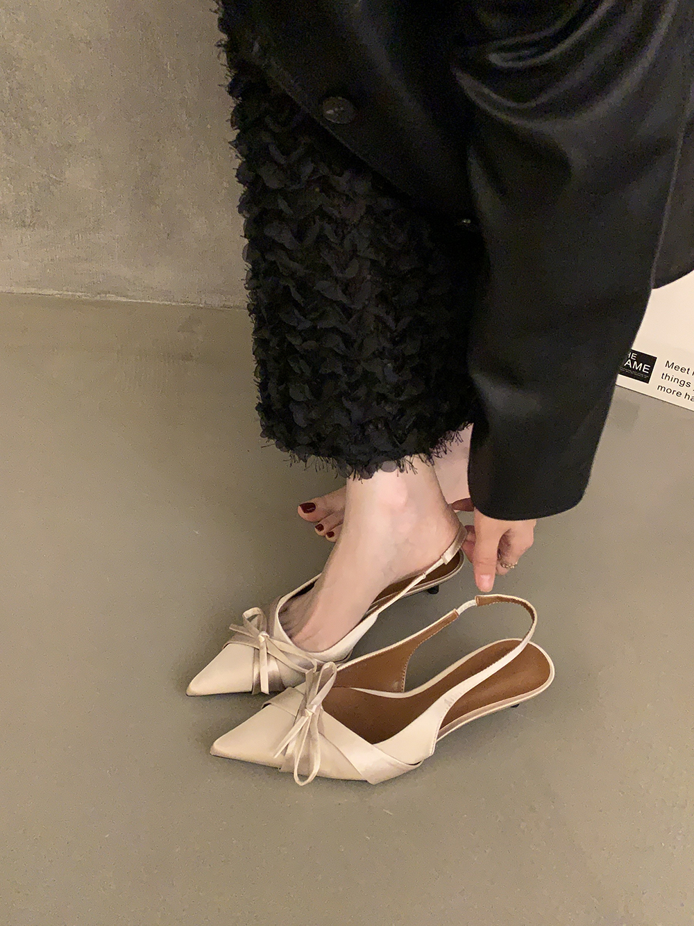 SWEETC Kasut raya perempuan Raya Heels Shoes for Women French Pointed ...