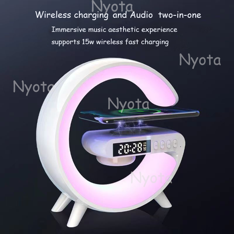 15W LED Atmosphere Light RGB Wireless Charger Bluetooth Speaker Table ...