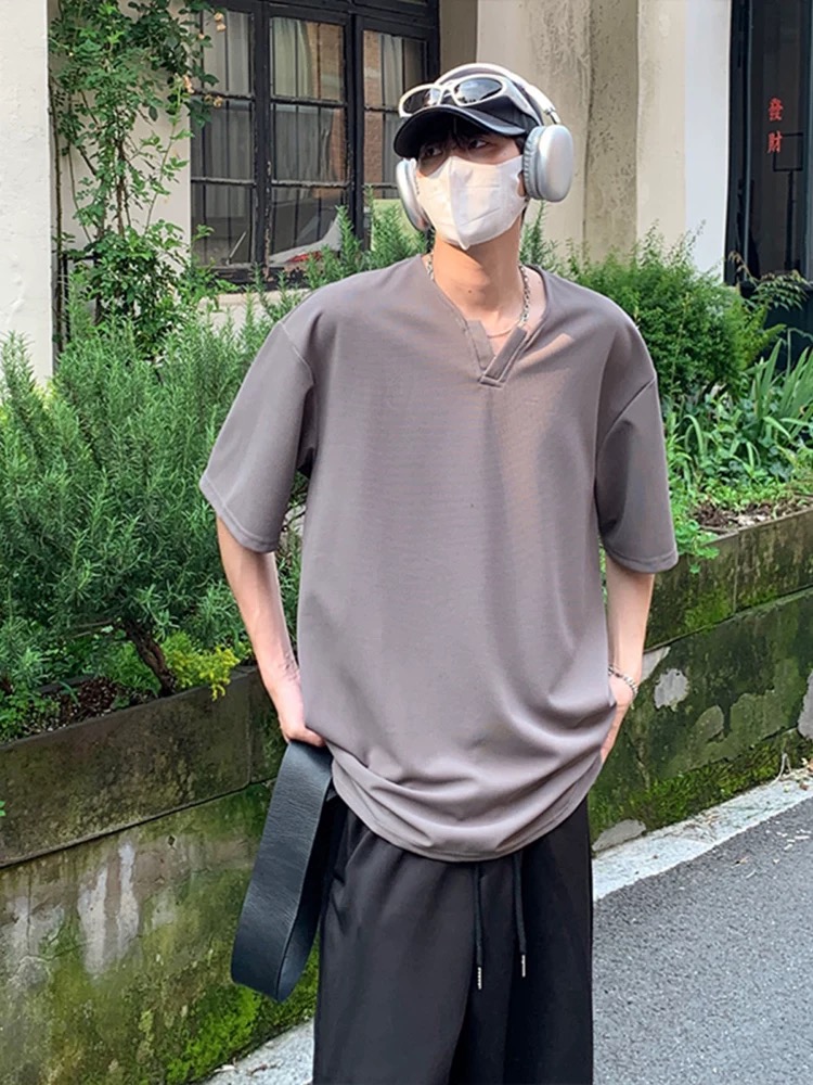 【READY STOCK】ProMan men plain waffle V-Neck Short Sleeve Simple baju t ...