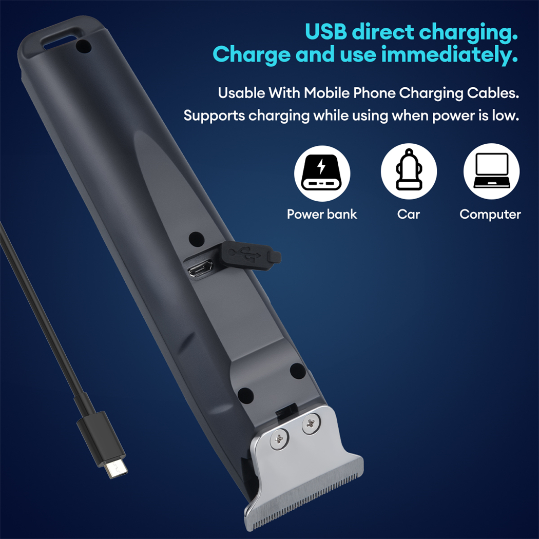 Professional T Blade Hair Trimmer For Men - Cordless Electric Hair Clippers For Adult Kids Adjustable Grooming Kit With Guide Combs For Home Barber Use Silver