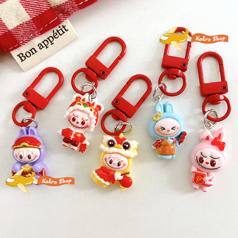 5pcs Labubu Keychain Cartoon Monster Pendant Backpack Decoration Kid ...