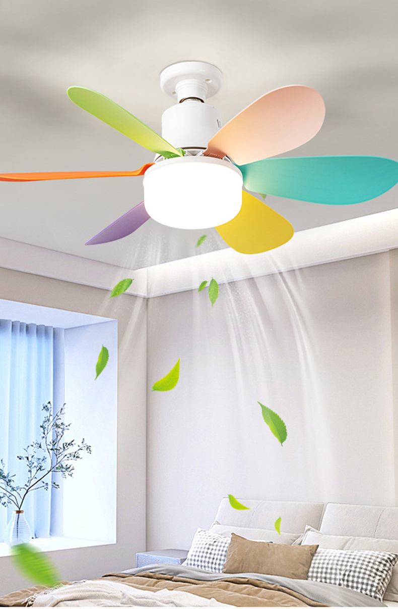 colorful fan blades ceiling fan with light 40W 3color+3fan speeds e27 ...