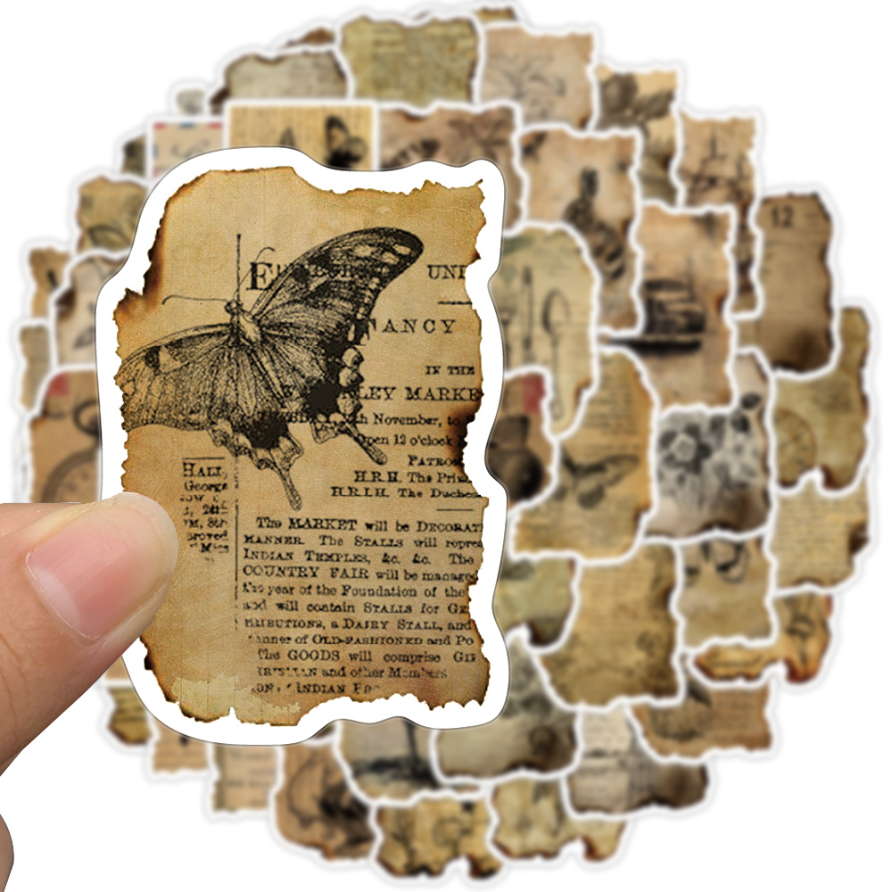 [Large Sticker]50PCS Vintage Manuscript Stickers Retro Style Graffiti ...