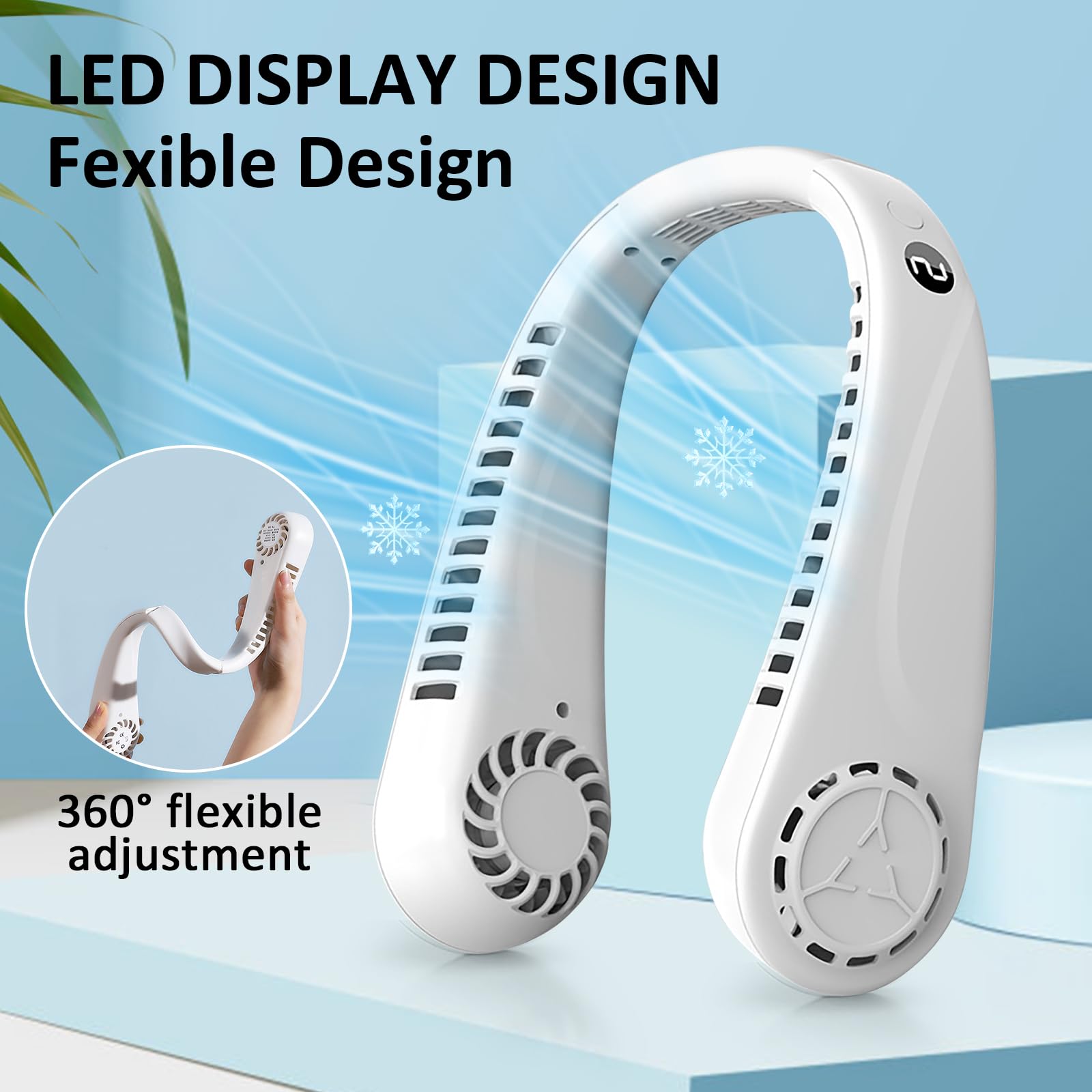 LED Display Portable Fan Sports Outdoor Minifan USB Charging Hanging ...