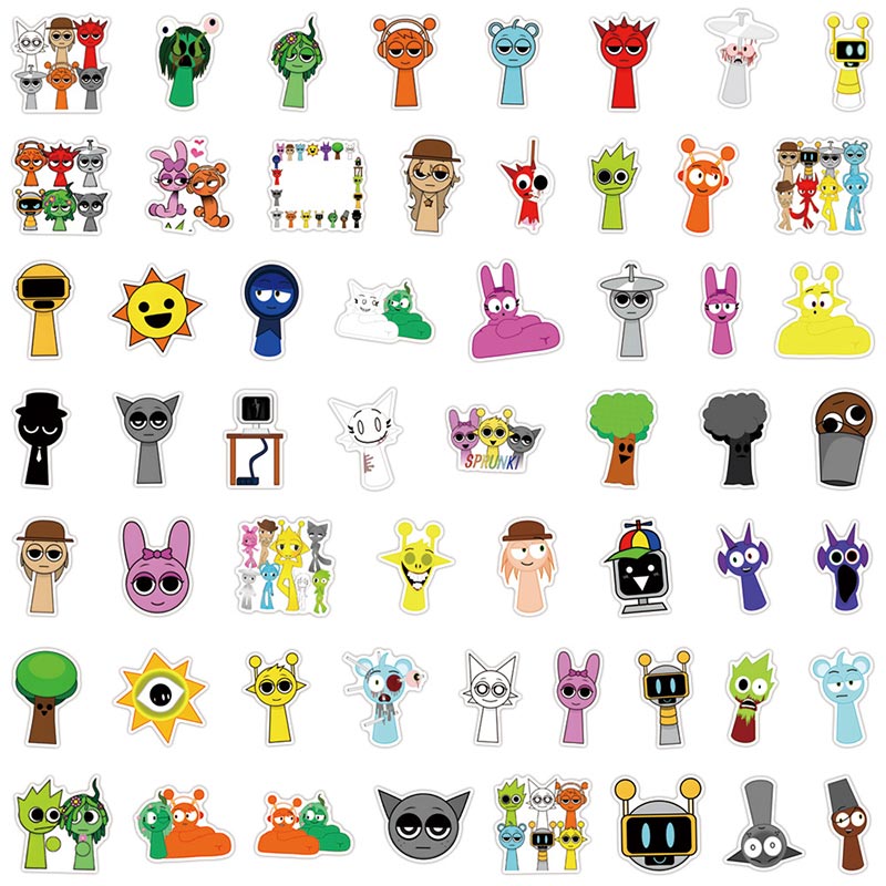 55PCS Incredibox Sprunki Stickers Funny Cartoon Music Game Sticker DIY ...