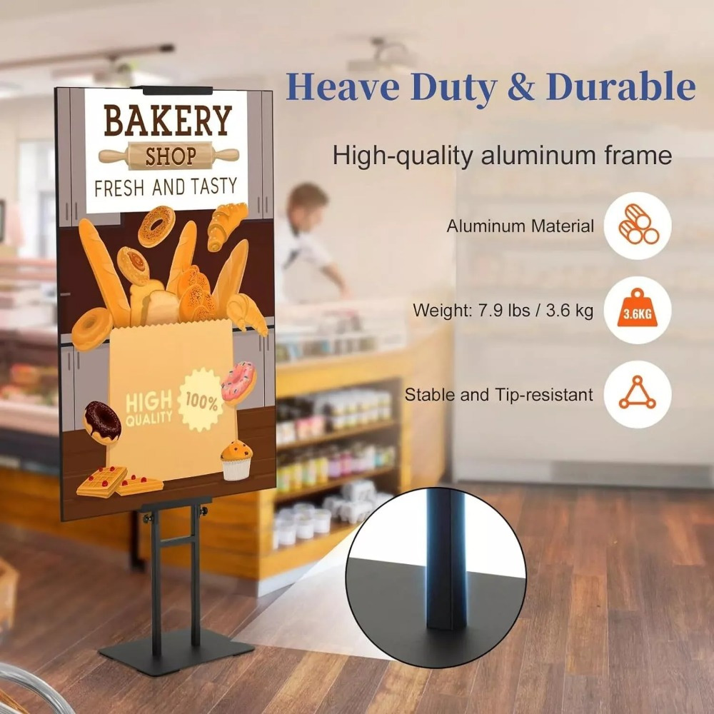Black lifting floor display stand poster stand vertical adjustable KT ...