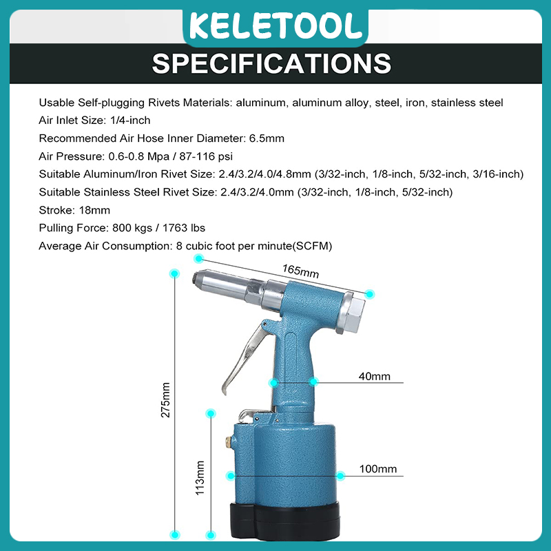 AIR HYDRAULIC RIVETER PNEUMATIC RIVET GUN NAILS PUNCH PIN Nose ...