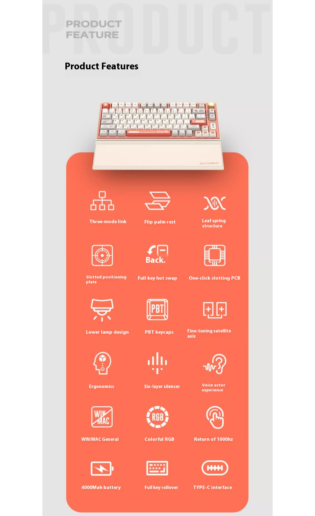 BATKNIGHT BK75 BK75 Wireless Mechanical Keyboard 75% Hot swappable RGB ...