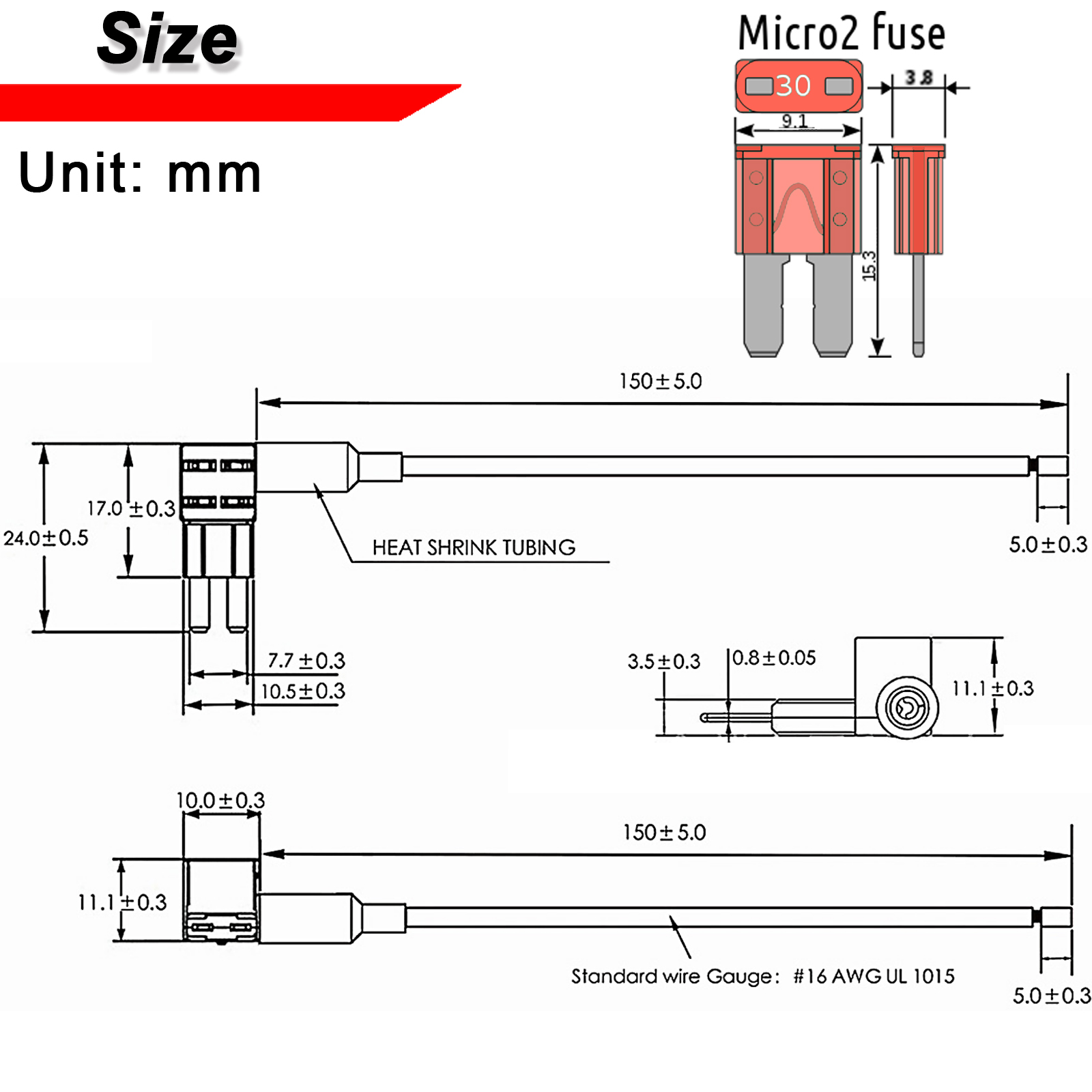 5 Pcs Mini Micro Micro2 Car 16AWG Wire Fuse Holder Add-a-circuit TAP ...