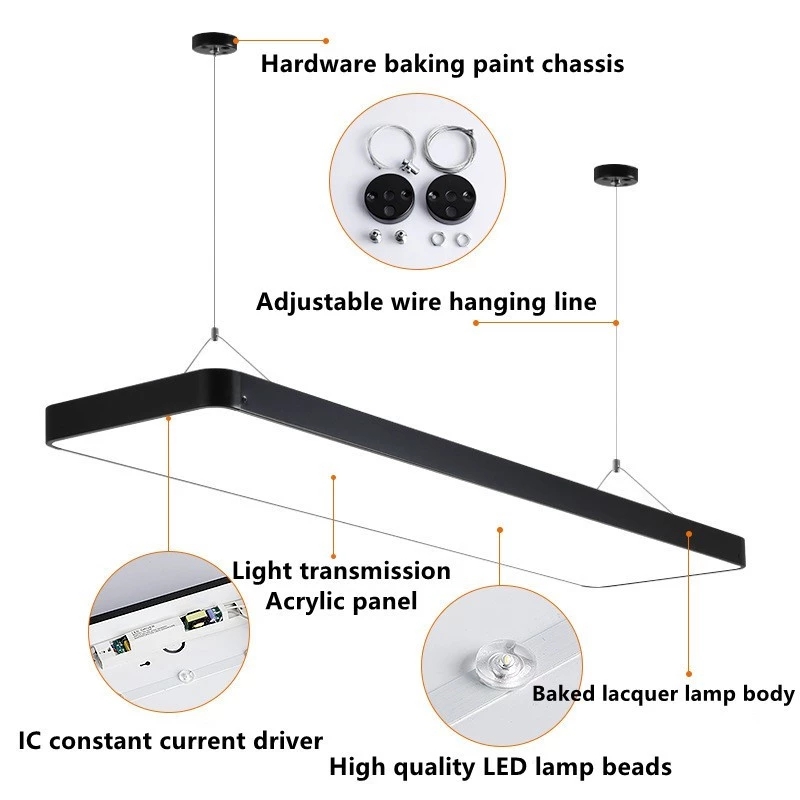 OOKAS LED T8 Linear Light Office Pendant Hanging Lamp Casing ...