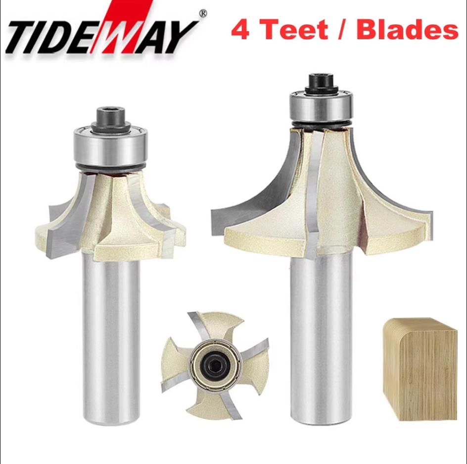 Tideway 4 Blades Round Corner Router Bit with Bearing for Wood ...
