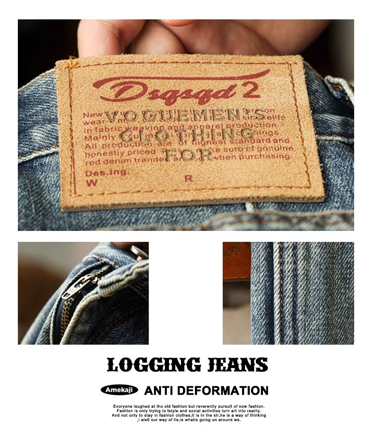 American Retro Double Knee Logging Jeans Men's Light Overalls B01 ...