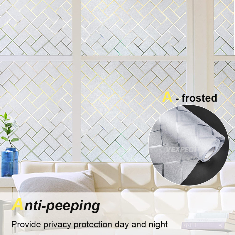 Window Privacy Film Sticker Non-Adhesive Privacy Window Film Frosted ...