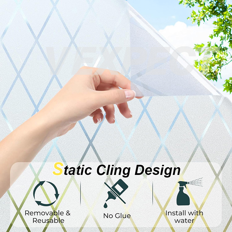 Window Privacy Film Sticker Non-Adhesive Privacy Window Film Frosted ...