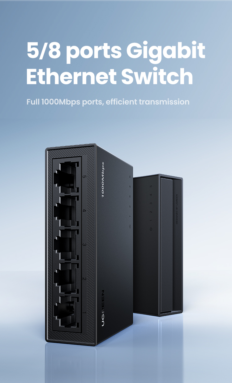 UGREEN 1000Mbps 5/8 ports Gigabit Ethernet Switch ports 5V 1A for ...