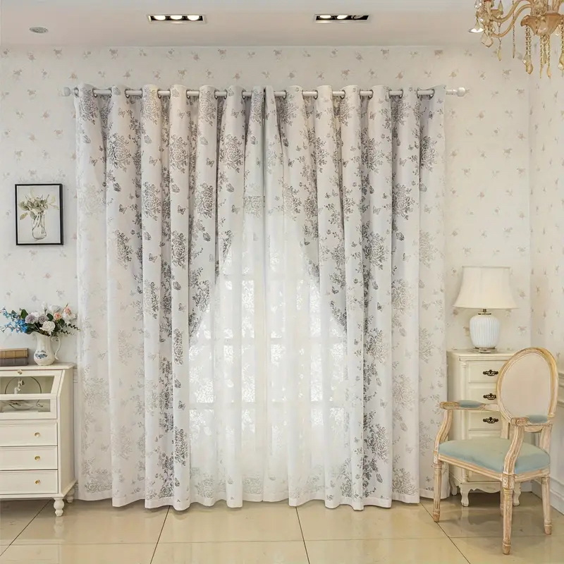 Double-Layer Jacquard Blackout Curtain for Livingroom Bedroom with ...