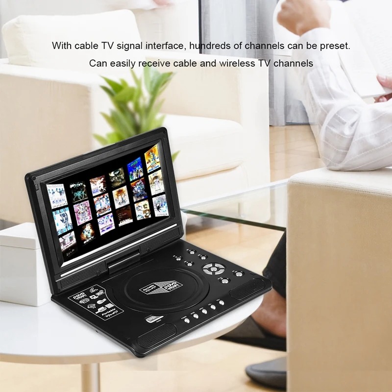 9.8 Inch Portable DVD Player CD MP4 VCD Player with Bluetooth Speaker ...