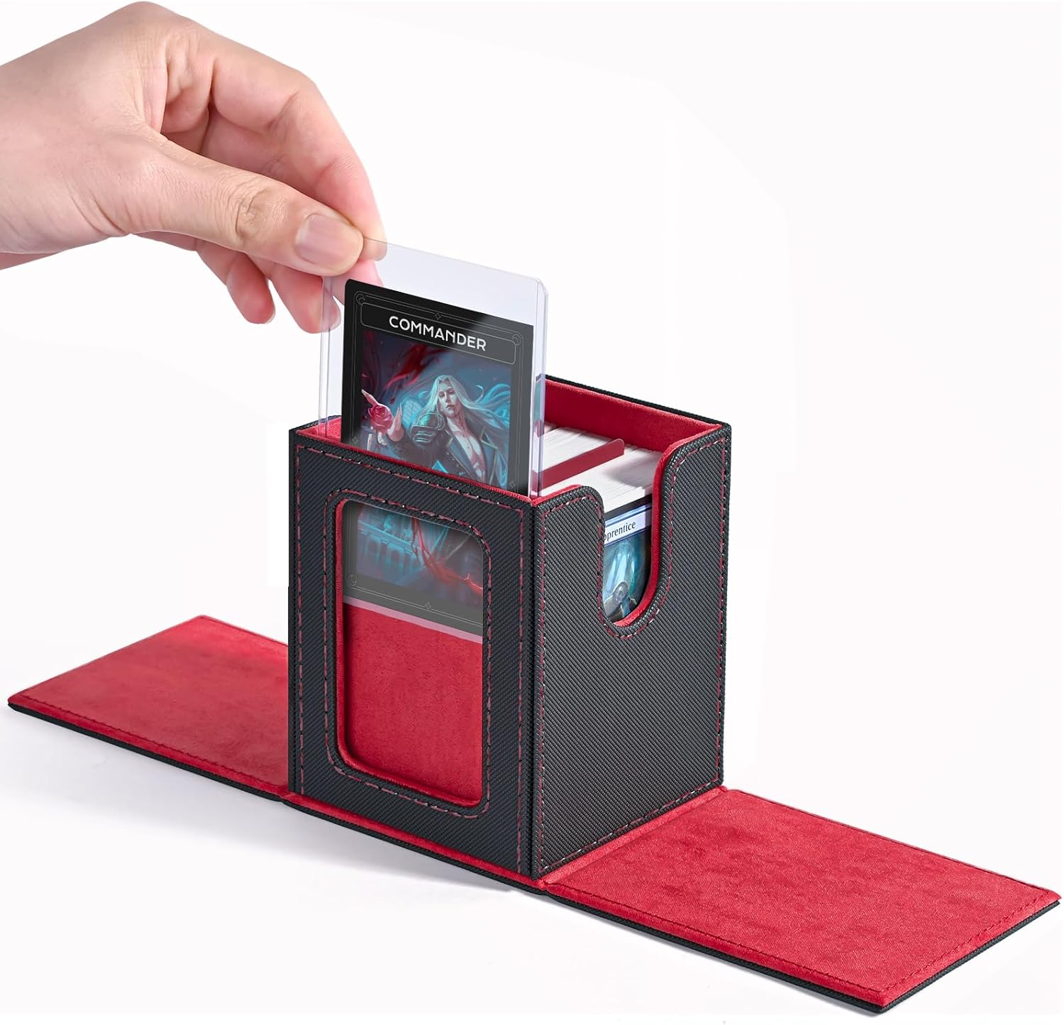 Deck Box with Commander Window tcg storage box Holds 100 Double-Sleeved ...