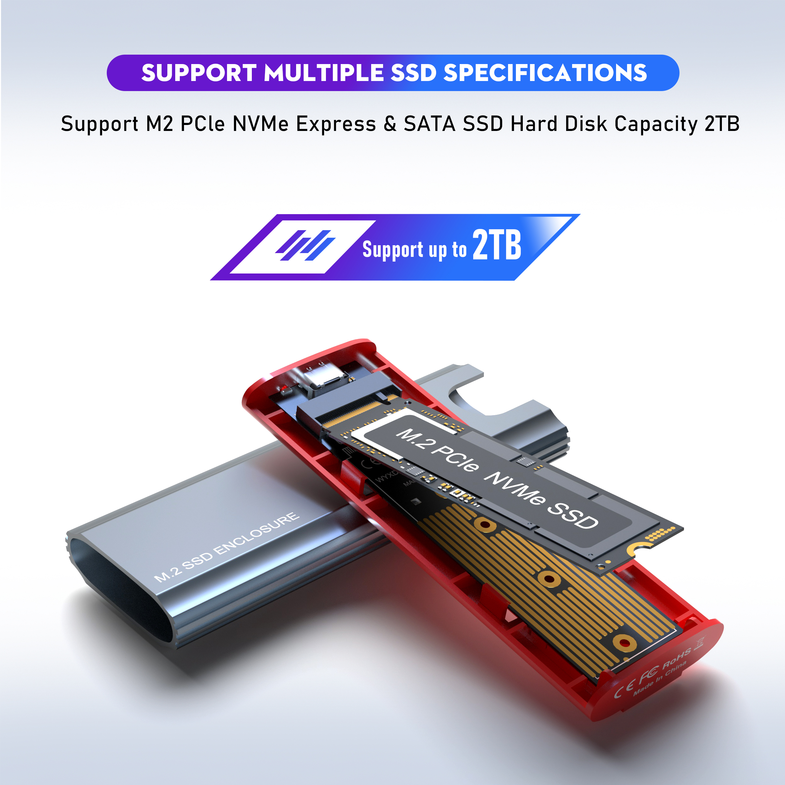 [Local Shipment] 10Gbps M.2 NVMe SATA SSD Enclosure Case Box Applied to ...