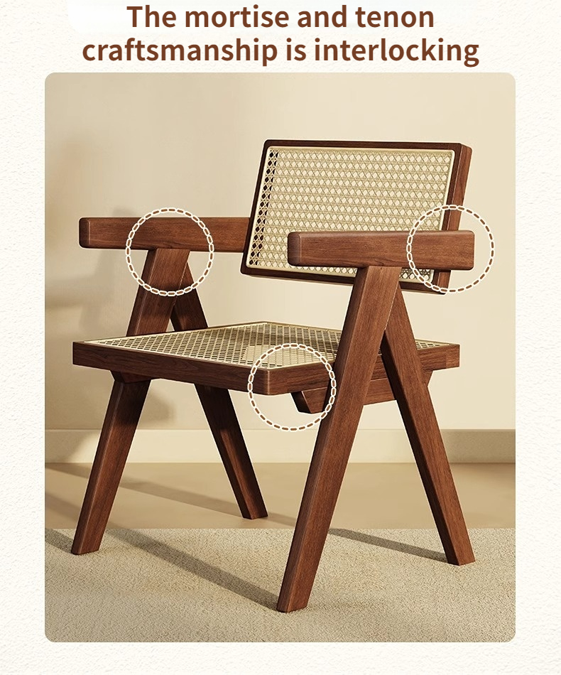 【ACC】Rattan Chair Solid Wood Dining Chairs Arm Chair Kerusi Rotan ...
