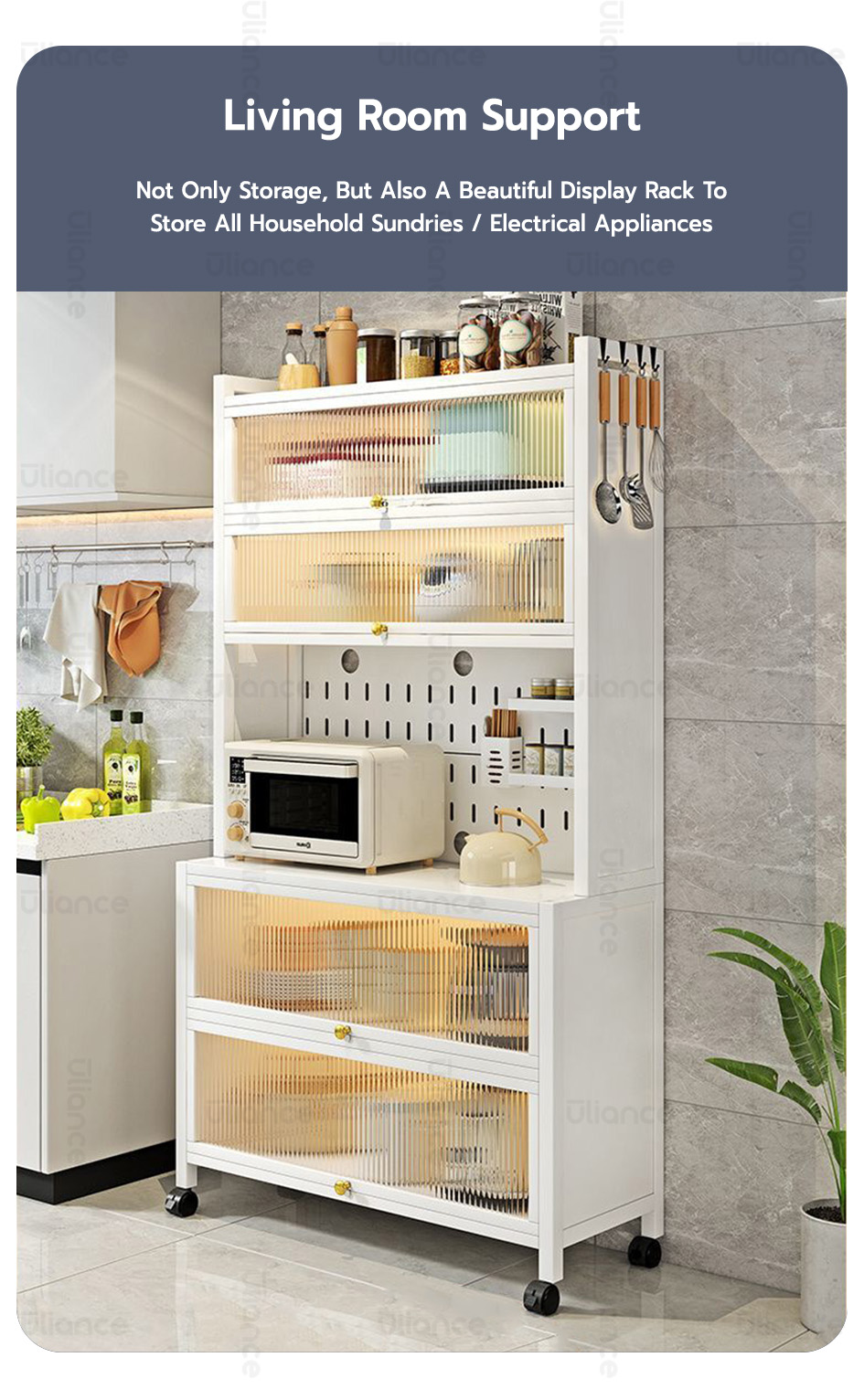 Uliance Kitchen Cabinet Rack Shelves Microwave Oven Rak Kitchen Storage ...