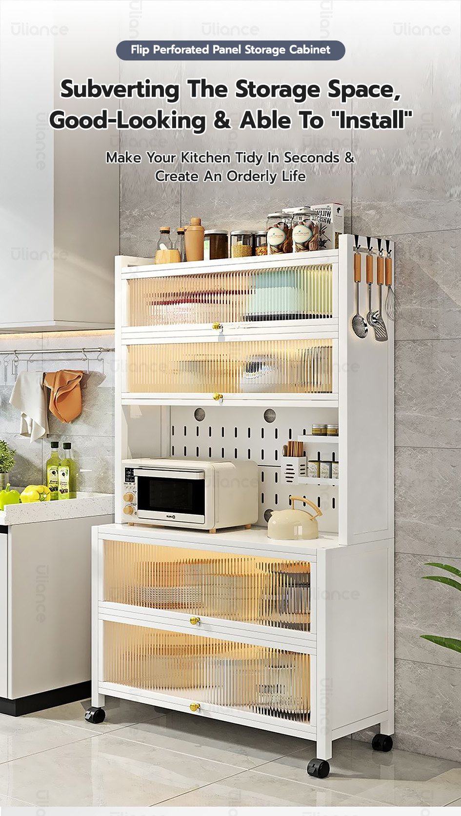 Uliance Kitchen Cabinet Rack Shelves Microwave Oven Rak Kitchen Storage ...