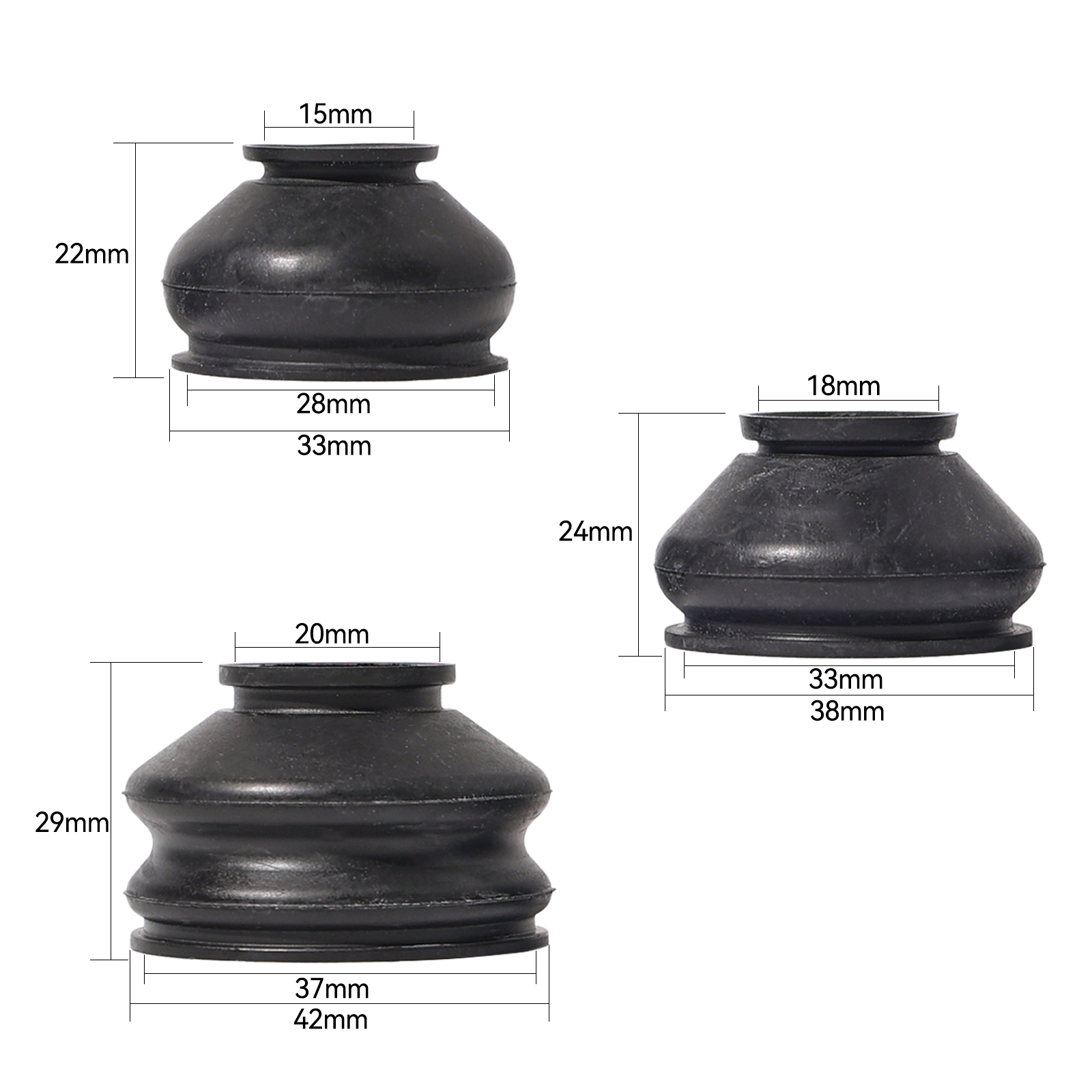 6PCS Universal Ball Joint Dust Boot Covers Rubber Tie Rod End Dust ...