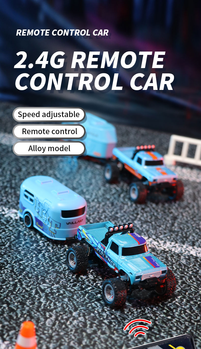 Mini RC Car, 1/64 rcBig Wheel Truck Alloy Body , 24GHz Remote Control ...