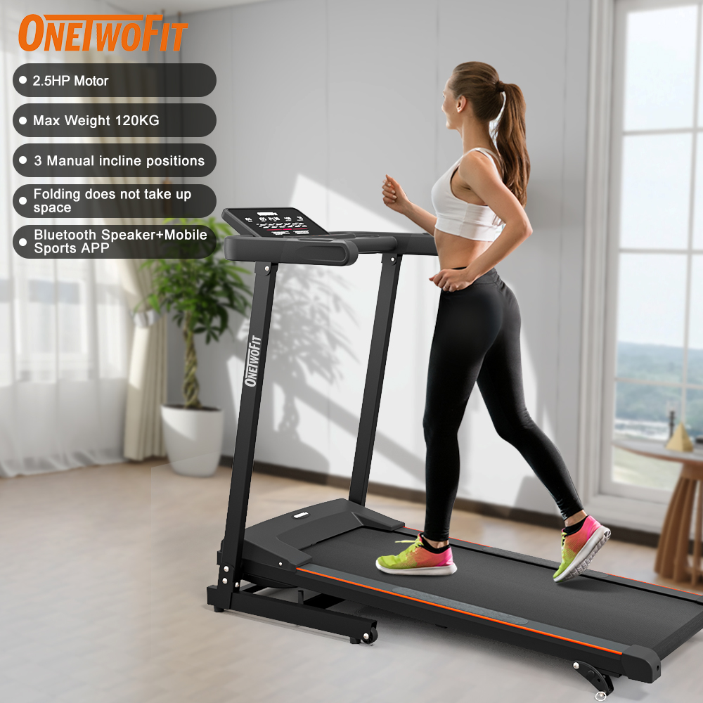 Onetwofit 2.5hp Multifuncion Foldable Treadmill Machine With Bluetooth 