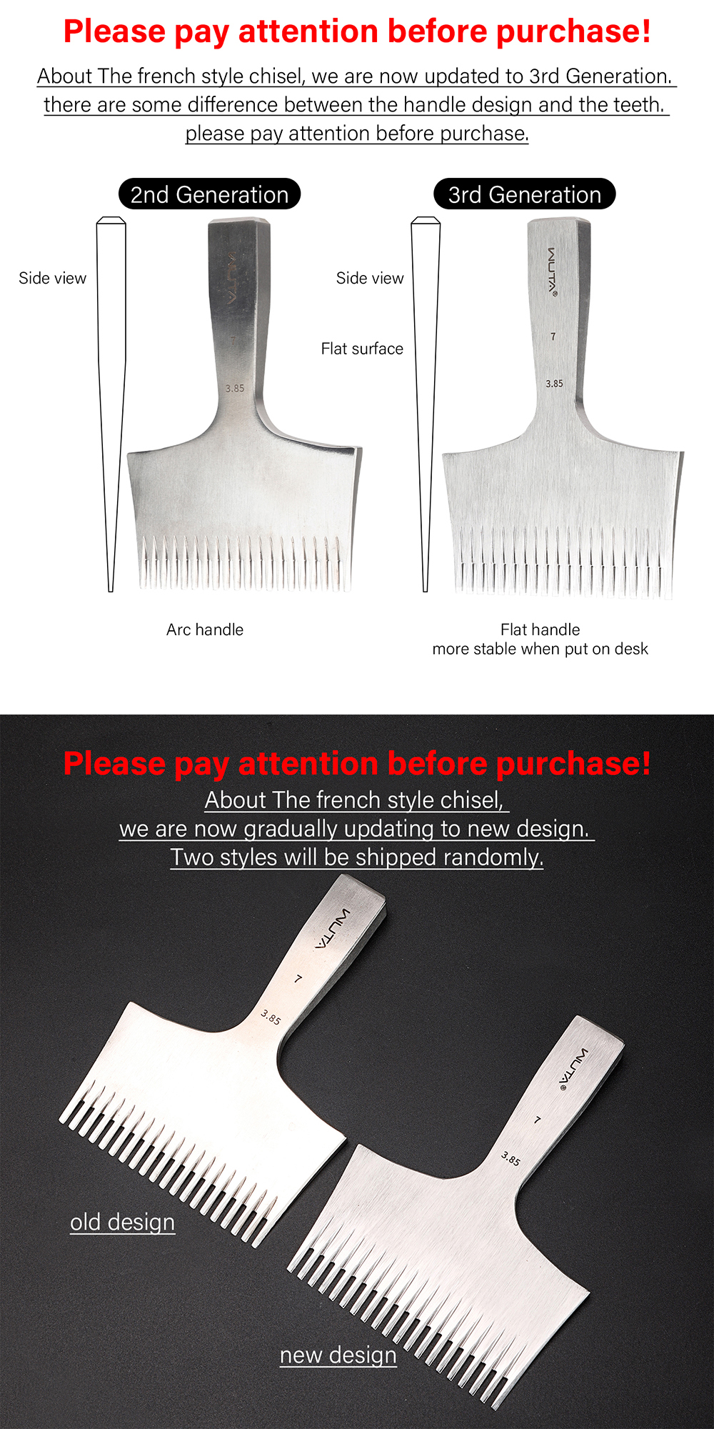 WUTA Leather Chisel 20 Teeth Pricking Iron French Style Leather ...