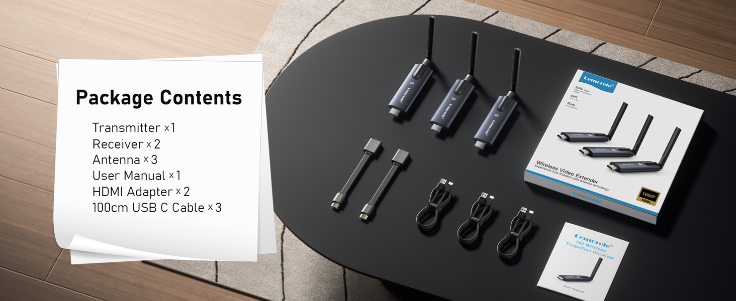 Lemorele R1010 Wireless HDMI Transmitter and two Receiver Video ...