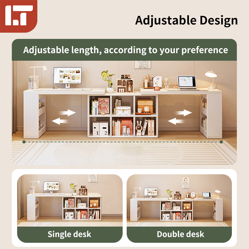 L Shape Study Table Meja Belajar Study Table with Bookshelf Dressing ...