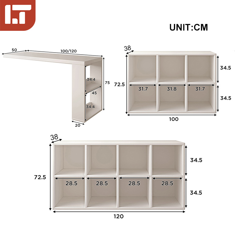 L Shape Study Table Meja Belajar Study Table with Bookshelf Dressing ...
