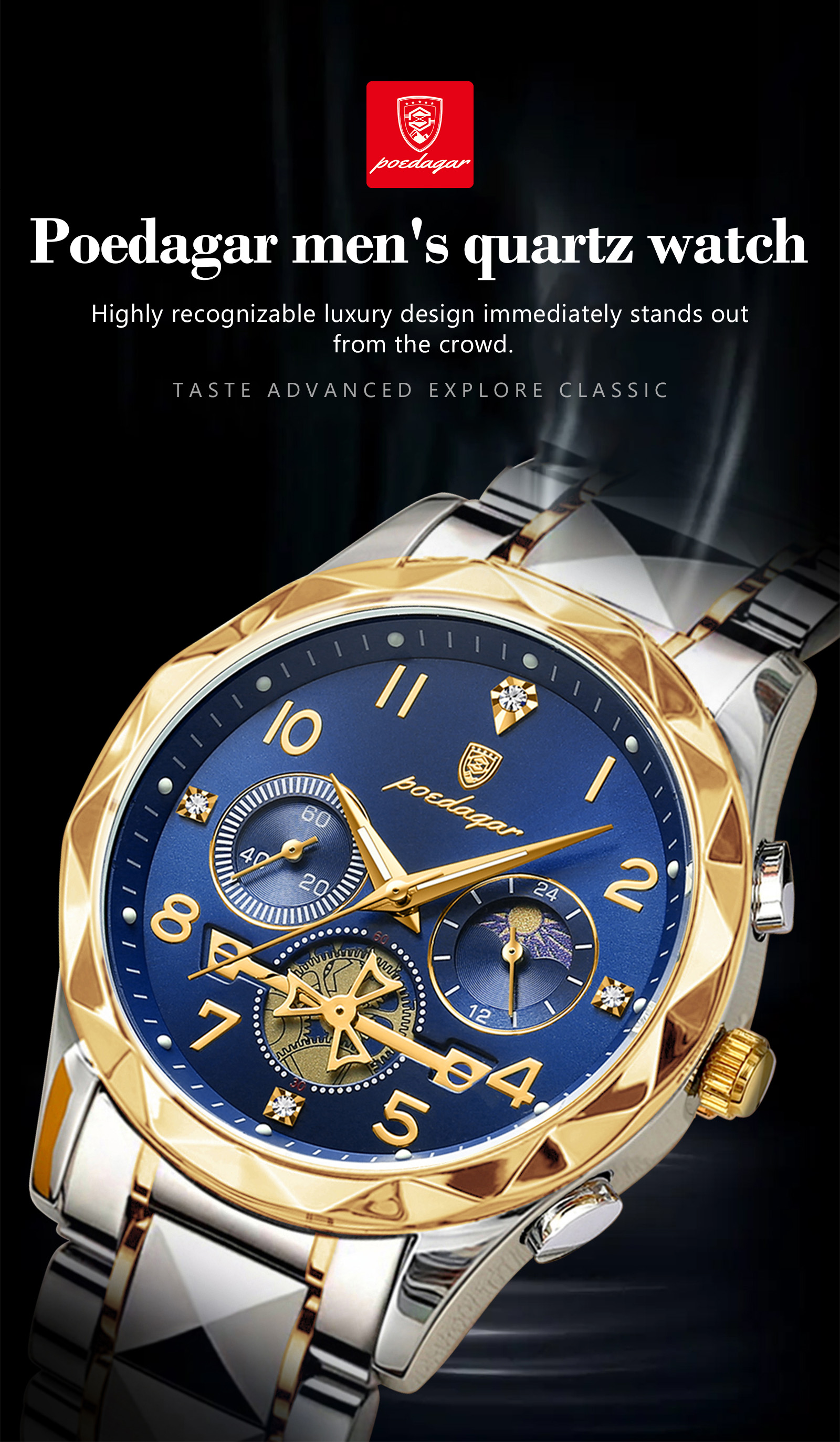 POEDAGAR Watch Man Original Fashion Mutifuction Sports Chronograph ...