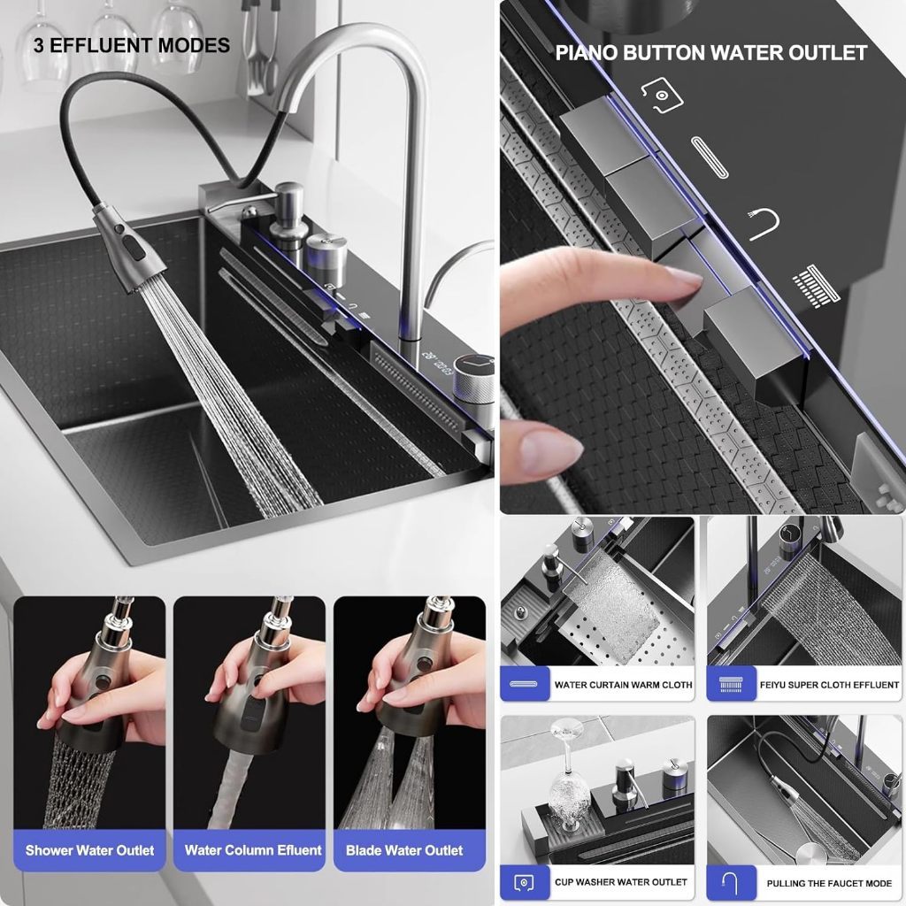 LED water temperature display/Double Waterfall /single waterfall 304 ...