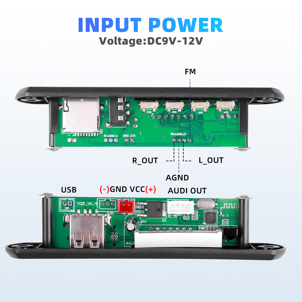 Wireless Decoder Board Bluetooth 5.3 MP3 WMA Audio Board 5V 12V USB TF ...