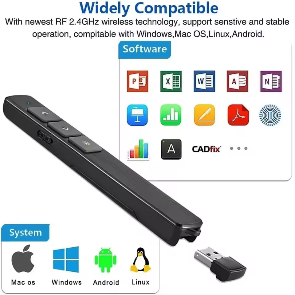 USB Remote Control Flip Pen 2.4GHz Wireless PPT Presentation Clicker ...