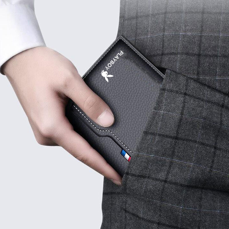Men'S Leather Card Holder Casual Driver License Wallet - Light Blue main image 1