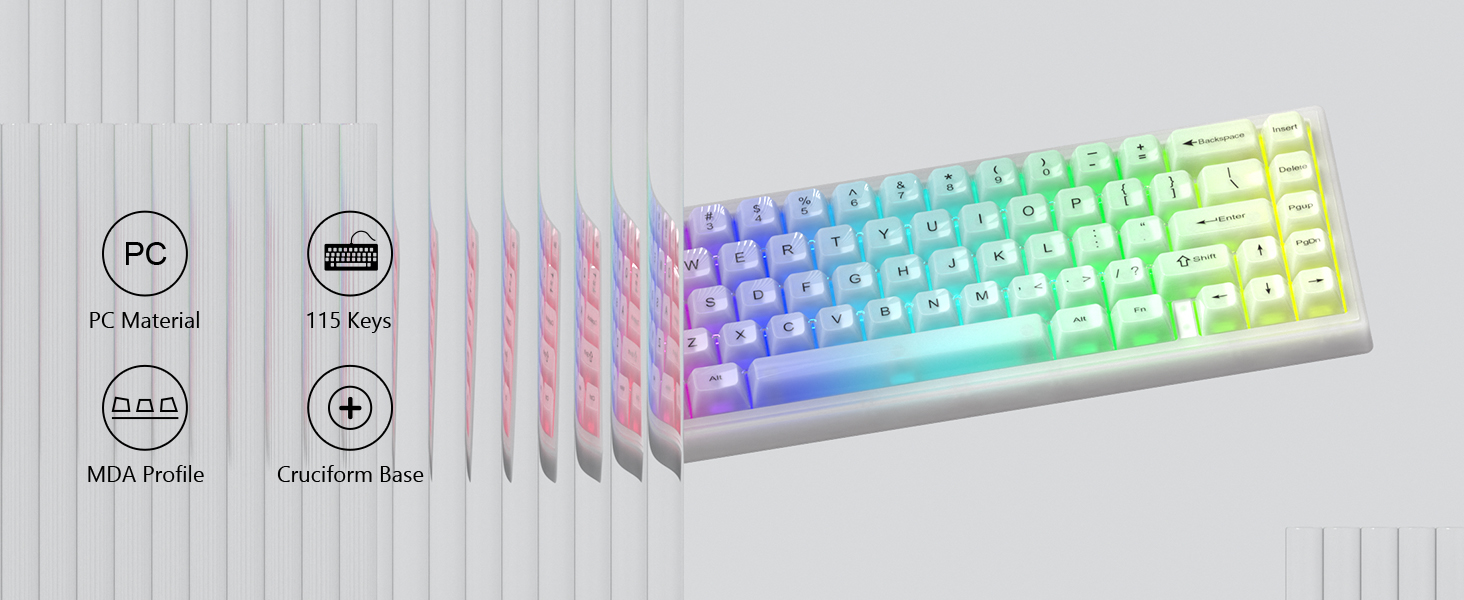 Womier 115 Keys Frost Translucent White MDA Profile Keycaps Set for ...