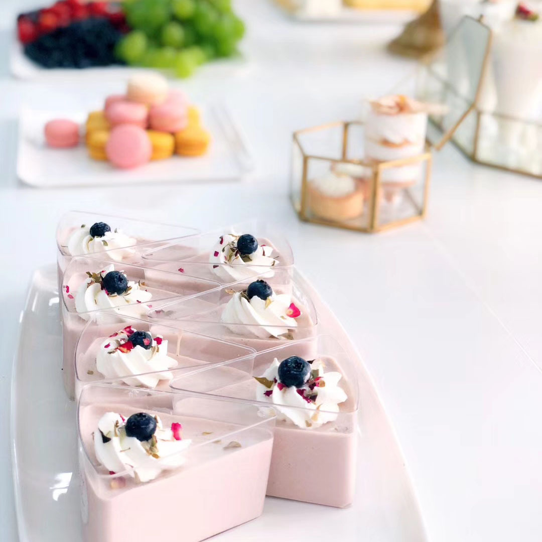Transparent Plastic Acrylic Triangle Shape Mousse Cake Cup l Pudding ...