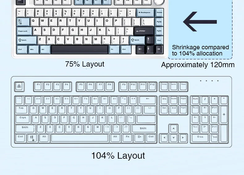 Aula F75 Mechanical Keyboard 80 Key with Gasket Structure 75% Layout ...