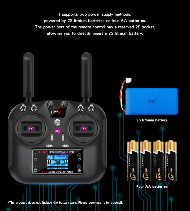 HOTRC HOT RC HT-10A HT10A Mode 2 Left Hand Throttle 2.4Ghz 10CH Remote ...