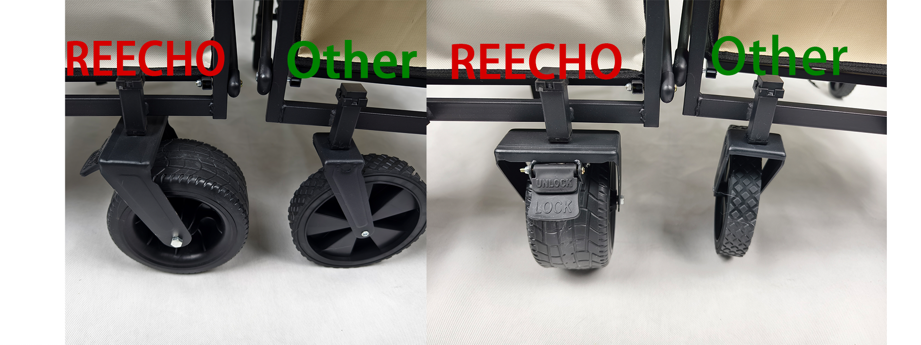 【REECHO OUTDOOR】Camping cart Outdoor Trolley 5'/8'inch Wagon Foldable ...