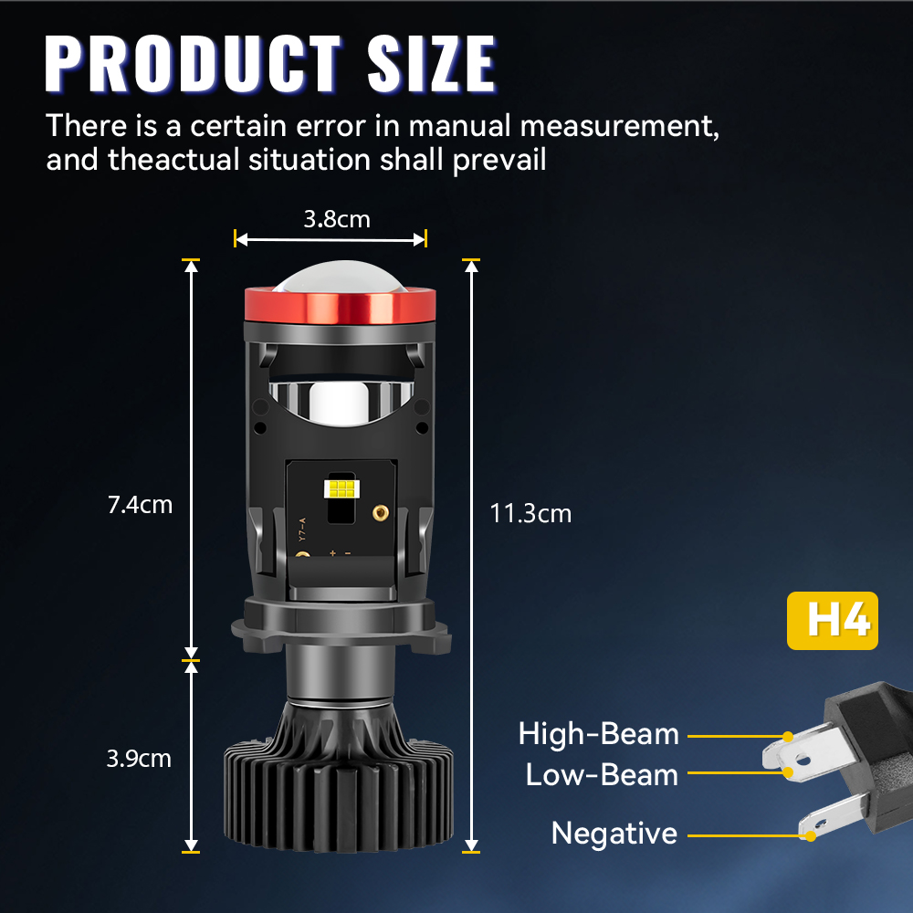 Y6/Y7 H4 LED Automotive Headlamp Lens Automatic Light H4 Mini Projector ...