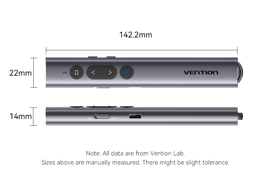 Vention Wireless Presenter Presentation Remote Clicker Laser Pointer ...