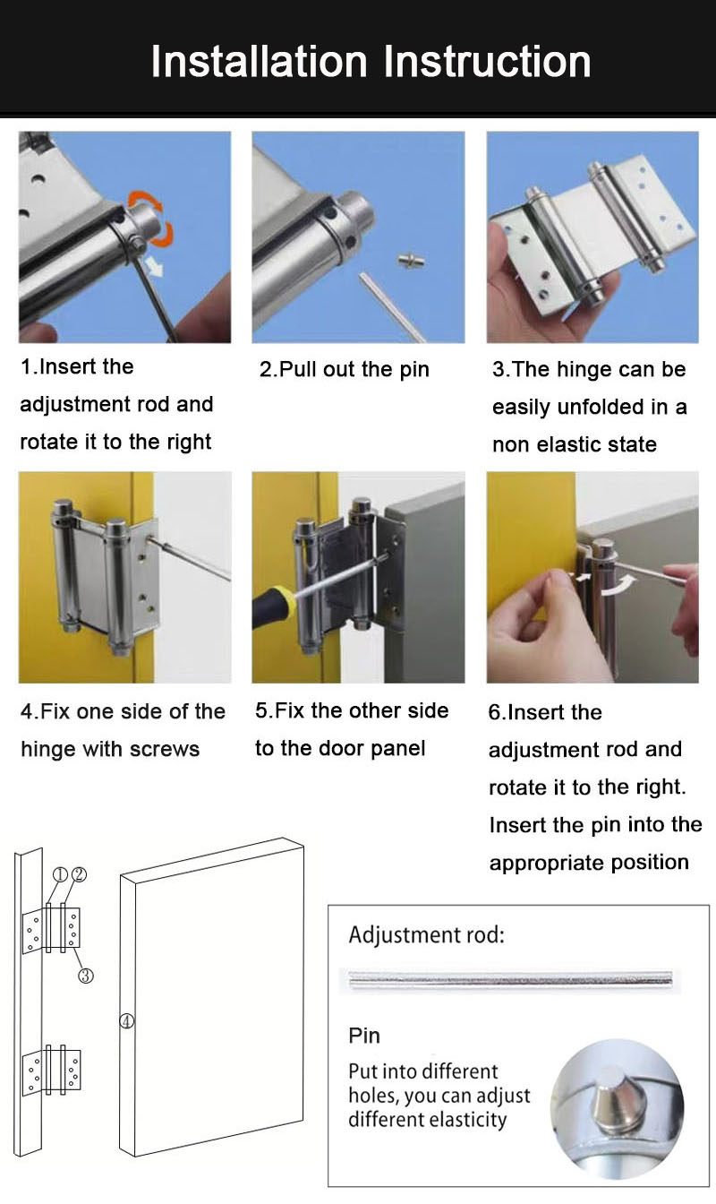 2-Pack Double Action Spring Hinges Stainless Steel,Self Closing Door ...