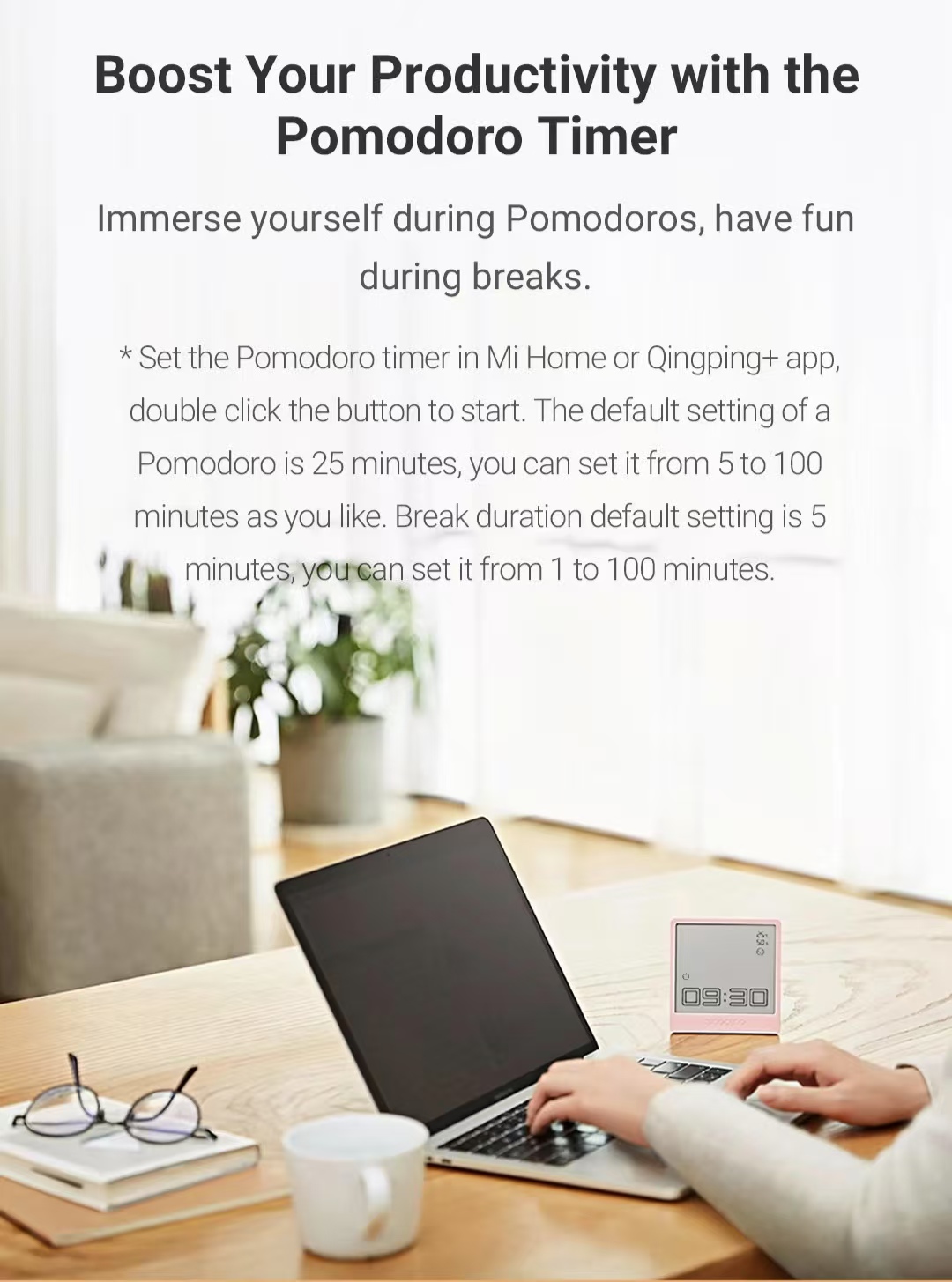 QINGPING Bluetooth Alarm Clock Pomodoro Timer Temperature Humidity ...